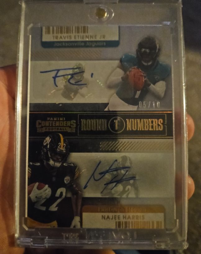 2021 Panini Contenders Round Numbers #RN-TET Travis Etienne Jr Najee Harris — front