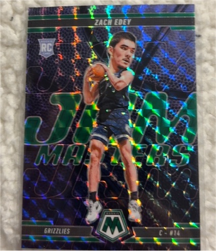 2024-25 Panini Mosaic #6 Zach Edey Jam Masters Green Mosaic Prizm Rookie Card — front