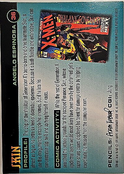 1996 Fleer X-Men #36 Skin — back