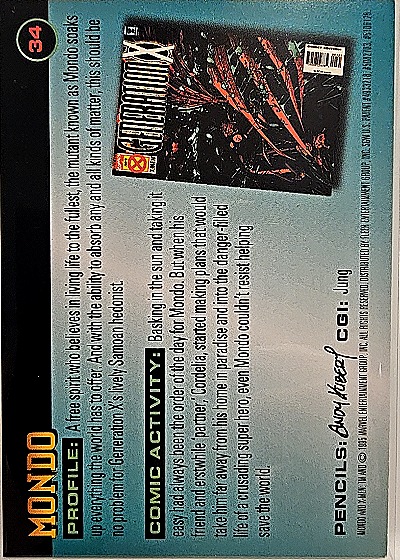 1996 Fleer X-Men #34 Mondo — back