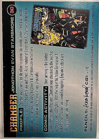 1995 Fleer Ultra X-Men Chromium #30 Chamber — back