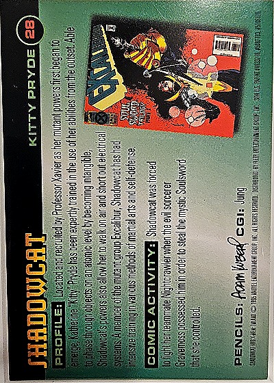 1995 Fleer Ultra X-Men Chromium #28 Shadowcat — back