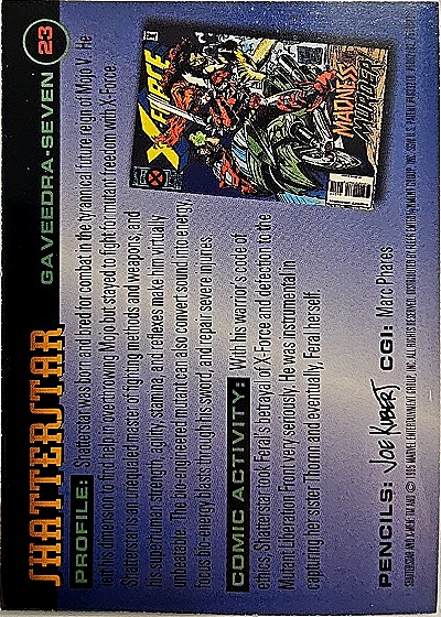 1996 Fleer X-Men #23 Shatterstar — back