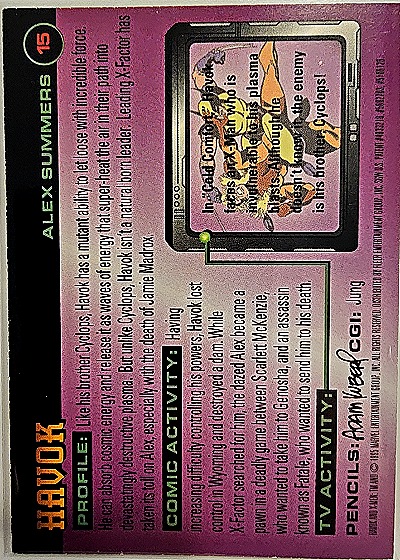 1996 Fleer X-Men #15 Havok — back