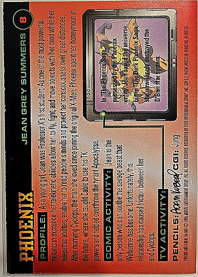 1996 Fleer Marvel X-Men #8 Phoenix Jean Grey — back