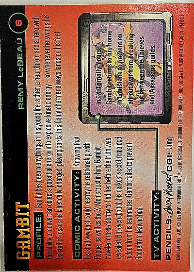 1995 Fleer X-Men #6 Gambit — back