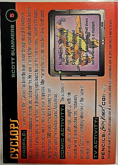 1996 Fleer X-Men #5 Cyclops — back