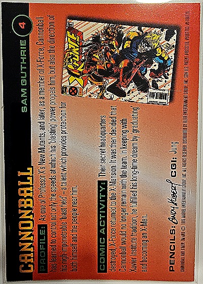 1996 Fleer X-Men #4 Cannonball — back