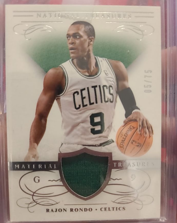 2013-14 Panini National Treasures Material Treasures Prime #G9 Rajon Rondo — front