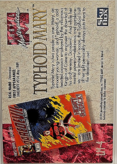 1992 Marvel Masterpieces #LM-4 Typhoid Mary — back
