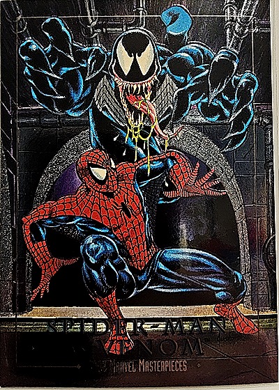 1992 SkyBox Marvel Masterpieces #4-D Spider-Man vs Venom — front