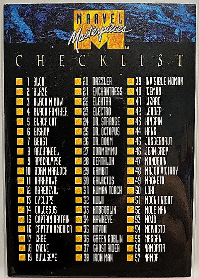 1992 SkyBox Marvel Masterpieces #100 Checklist — front