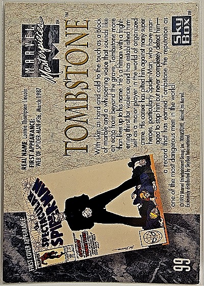 1992 SkyBox Marvel Masterpieces #99 Tombstone — back