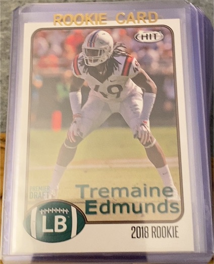 2018 SAGE HIT Premier Draft #81 Tremaine Edmunds Rookie Card — front