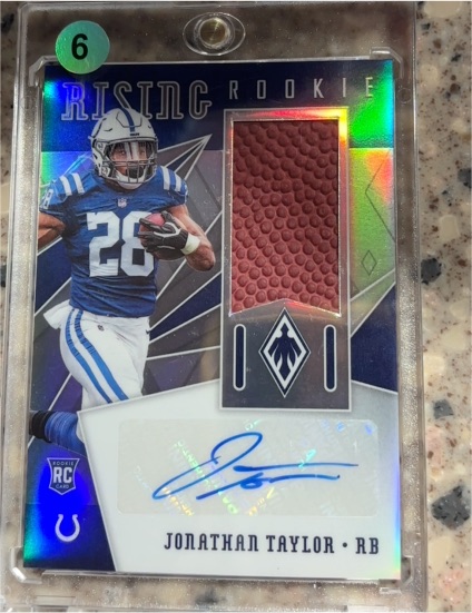 2020 Panini Phoenix Football Jonathan Taylor Rising Rookie Auto Relic Plus RC — front