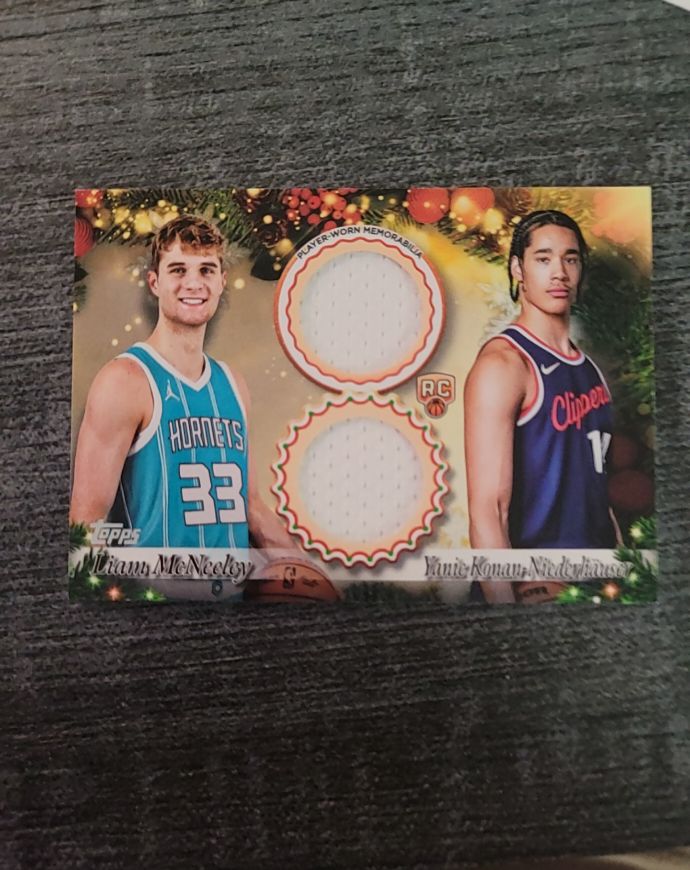 2025-26 Topps Holiday #DPR-LM Liam McNeeley & Yanic Konan Niederhäuser — front
