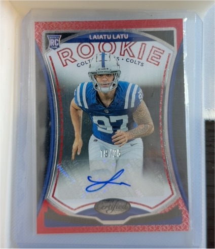 2024 Panini Certified Rookie Signatures Mirror Red #RS-LL Laiatu Latu — front