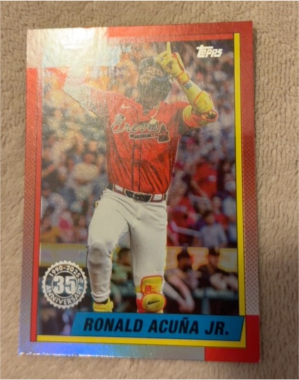 2025 Topps Update #U90-22 Ronald Acuña Jr. 1990 Topps Baseball 35th Anniversary — front