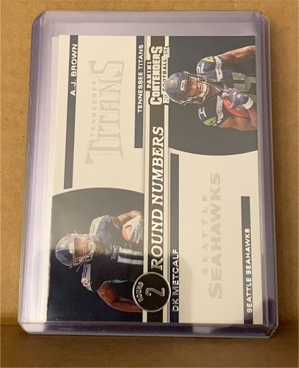 2019 Panini Contenders #RN-MB A.J. Brown / DK Metcalf Round Numbers — front