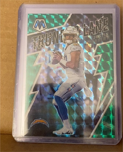 2022 Panini Mosaic #TL-21 Justin Herbert Thunder Lane Mosaic — front