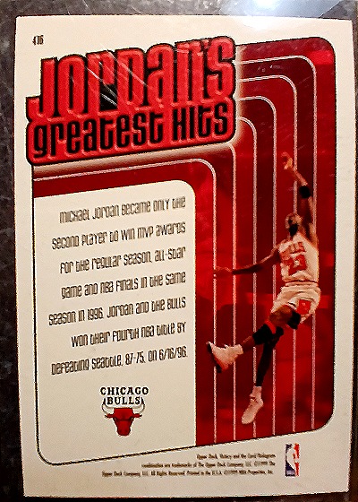 1999-00 Upper Deck Victory #416 Michael Jordan Greatest Hits — back