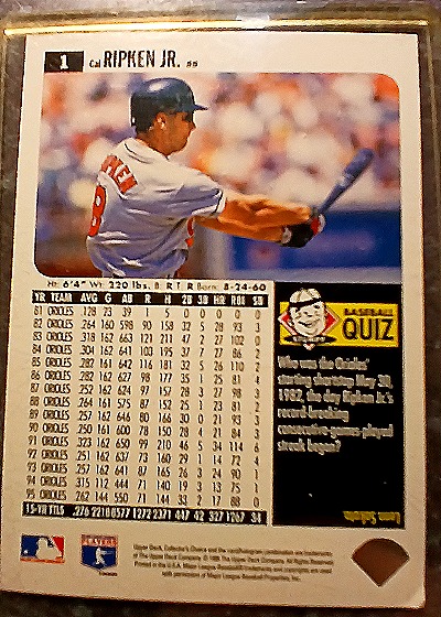 1996 Upper Deck Collector's Choice #1 Cal Ripken Jr. — front