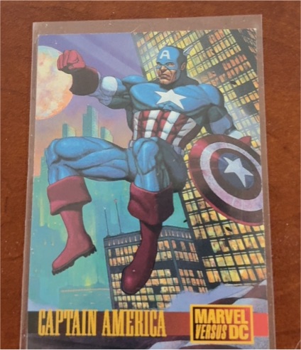 1995 Fleer/SkyBox Marvel vs DC #2 Captain America Promo Card — front