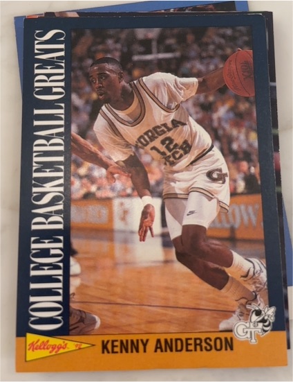 1992 Kellogg's Raisin Bran College Basketball Greats #1 Kenny Anderson — front