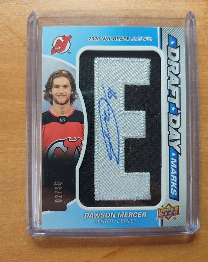 2022-23 Upper Deck SP Game Used Draft Day Marks #DDM-E Dawson Mercer — front