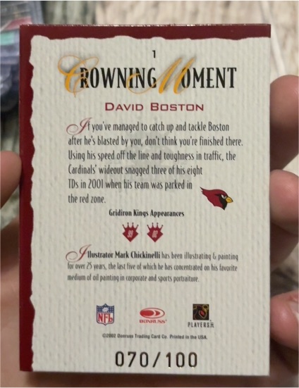 2002 Donruss Gridiron Kings #1 David Boston — front