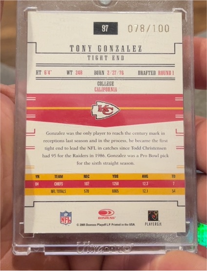 2005 Donruss Playoff #97 Tony Gonzalez — front