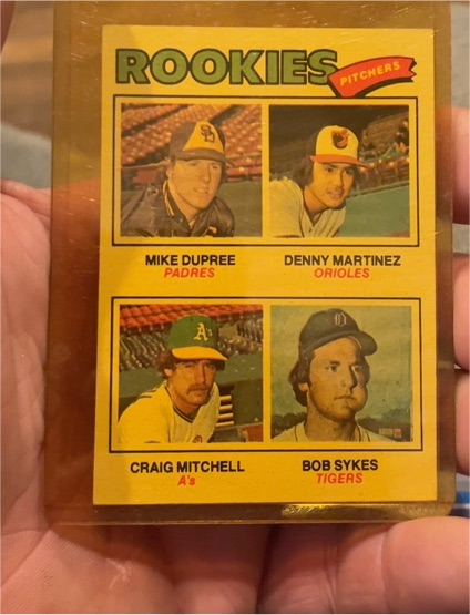 1977 Topps #491 Rookie Pitchers Dennis Martinez, Mike Dupree, Craig Mitchell, Bob Sykes — front