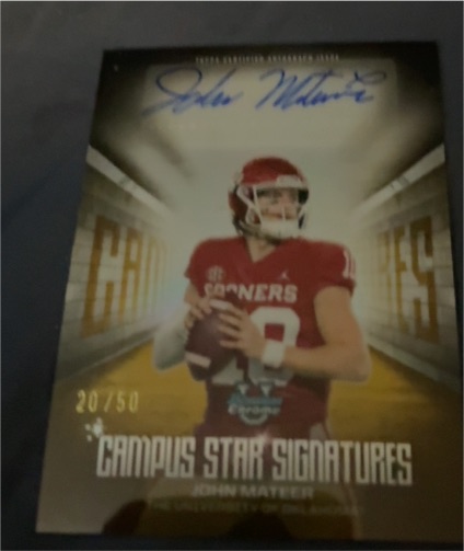 2025 Bowman Chrome University #CSS-JM John Mateer Campus Star Signatures — front