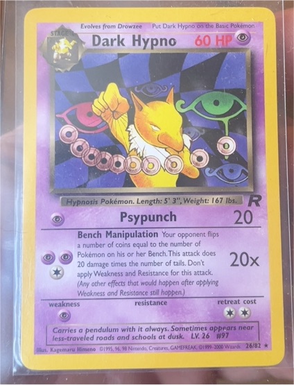 1999 Pokémon Team Rocket #26 Dark Hypno — front