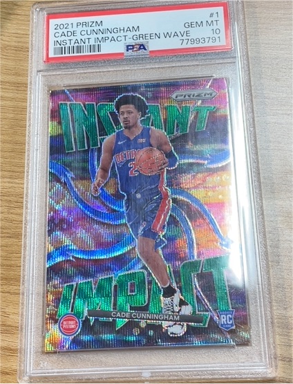 2021-22 Panini Prizm Instant Impact #1 Cade Cunningham Green Wave — front