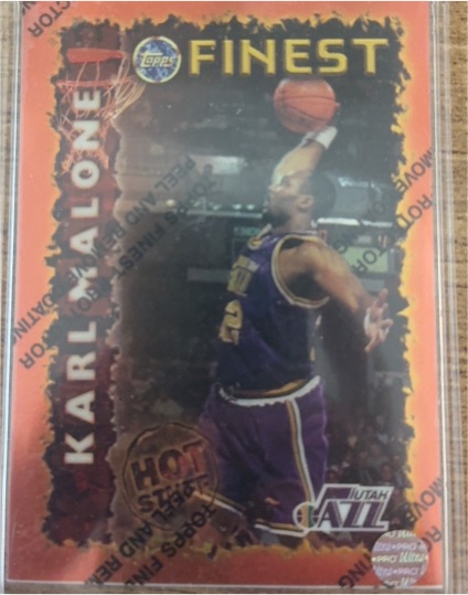 1995-96 Topps Finest #HOTS1 Karl Malone Hot Stars — front