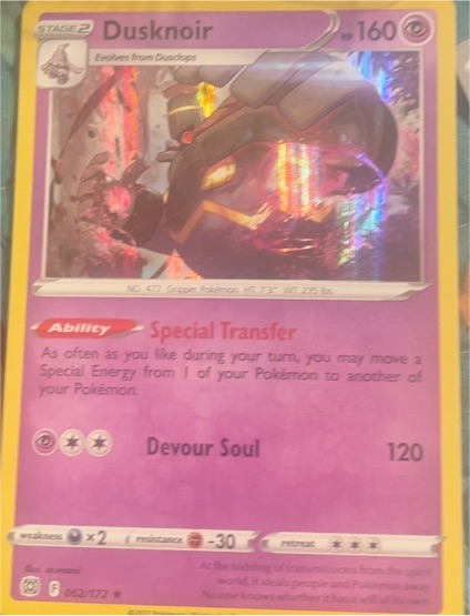 2022 Pokémon SWSH09: Brilliant Stars #062 Dusknoir — front