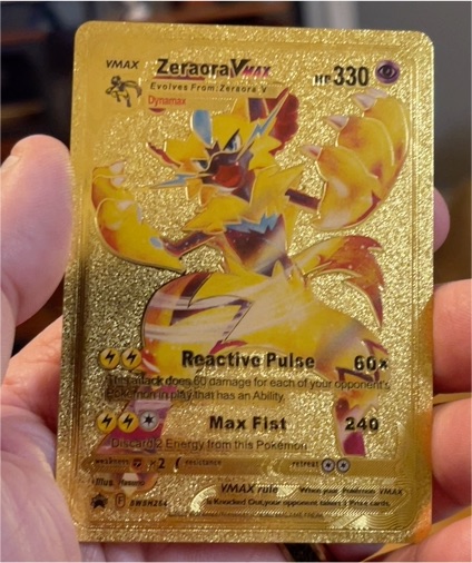 Pokémon Zeraora VMAX Gold Foil Fan Art Textured Collector Card SWSH264 HP330 — front