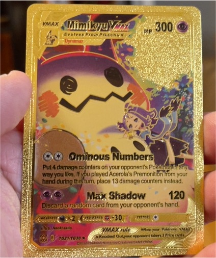 2022 Pokémon TG21/TG30 Mimikyu VMAX Gold Foil Fan Art — front