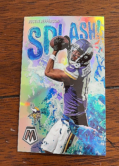 2023 Panini Mosaic #SS-JJE Justin Jefferson Splash! Silver Holo Prizm — front