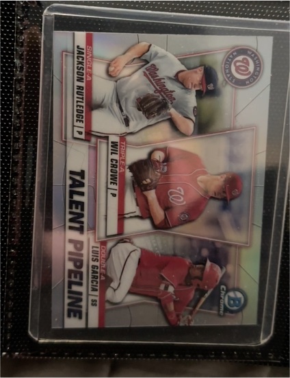 2020 Bowman Chrome Talent Pipeline #TP-WAS Jackson Rutledge/Wil Crowe/Luis Garcia — front