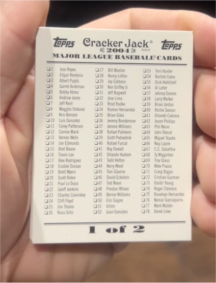 2004 Topps Cracker Jack #1 of 2 Checklist — front
