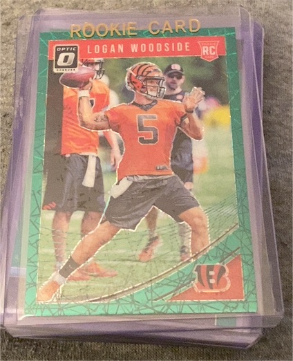 2018 Donruss Optic #110 Logan Woodside RC Green Velocity — front
