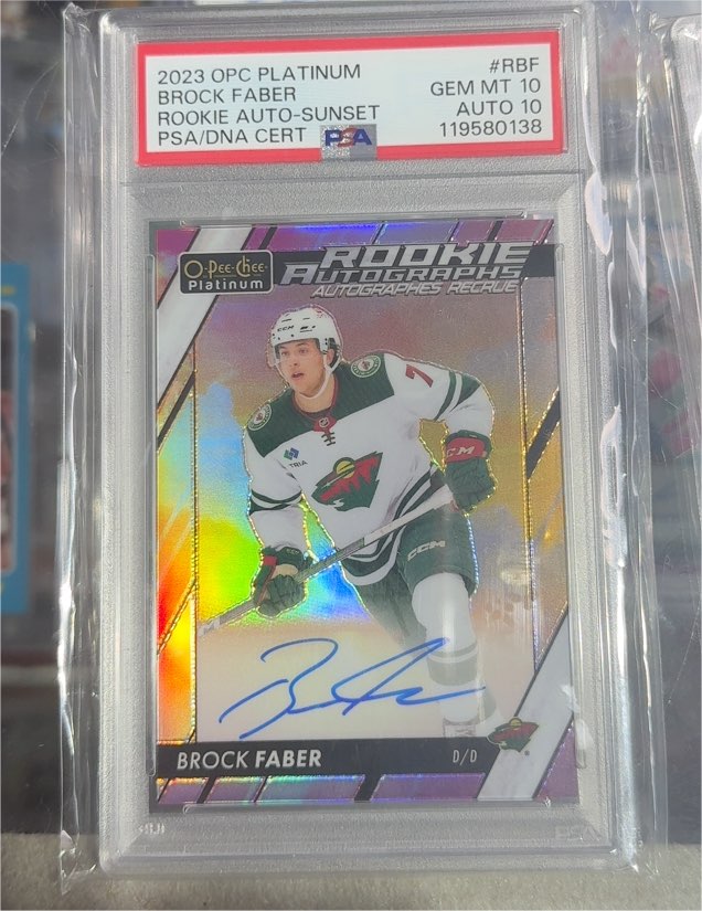 2023 O-Pee-Chee Platinum #RBF Brock Faber Rookie Autograph Sunset — front