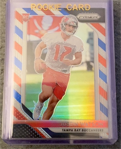 2020 Panini Prizm Red White Blue Rookie Card Justin Watson — front