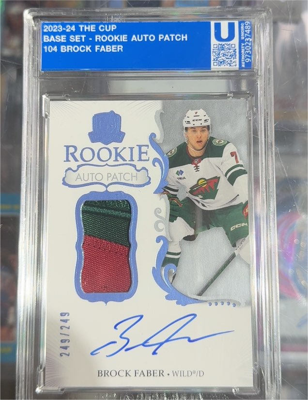 2023-24 Upper Deck The Cup #104 Brock Faber Rookie Auto Patch — front