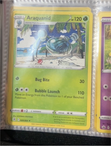 2021 Pokémon Fusion Strike #020 Araquanid — front