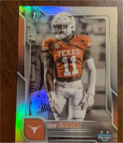 2025 Bowman University Chrome #122 Colin Simmons — front