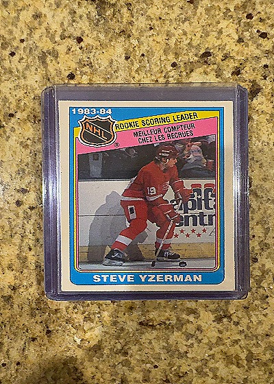 1984 O-Pee-Chee #385 Steve Yzerman Rookie Scoring Leader — front