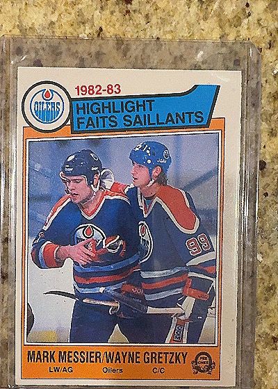 1983-84 O-Pee-Chee #23 Mark Messier/Wayne Gretzky Highlights — front